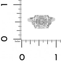 Platinum Asscher Cut Diamond 3 Stone Engagement Ring