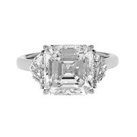 Platinum Asscher Cut Diamond 3 Stone Engagement Ring