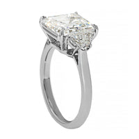 Platinum Asscher Cut Diamond 3 Stone Engagement Ring
