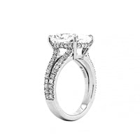 Platinum Elongated Cushion Cut Diamond with Hidden Halo Diamond Split Shank Engagement Ring