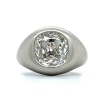 Platinum Cushion Cut Diamond Bezel Set Ring
