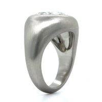 Platinum Cushion Cut Diamond Bezel Set Ring