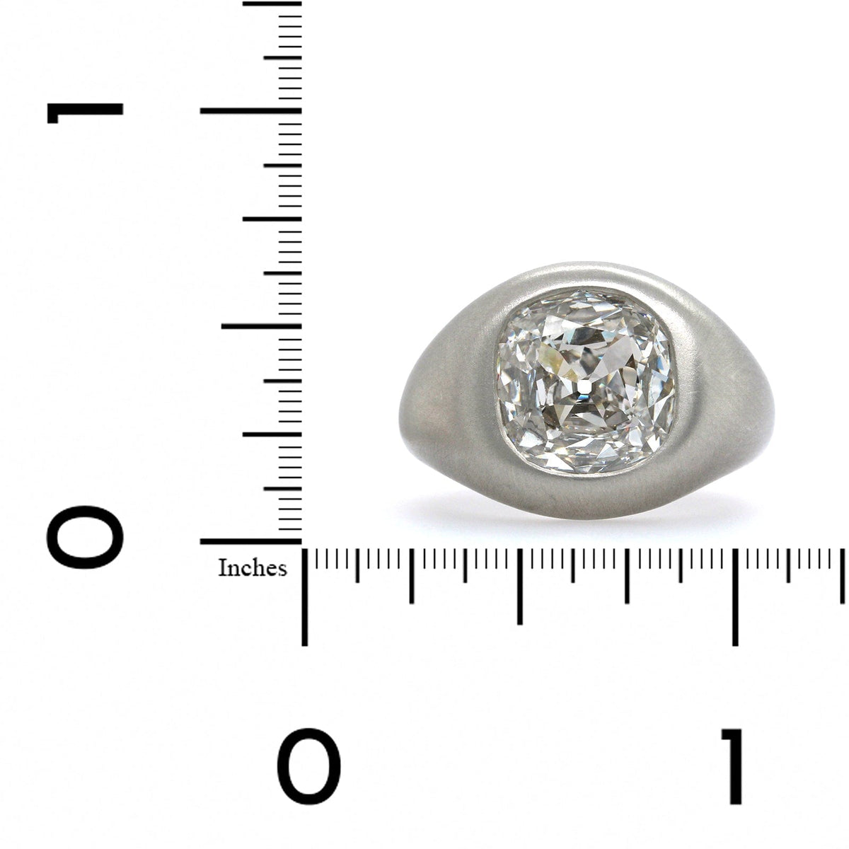 Platinum Cushion Cut Diamond Bezel Set Ring