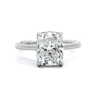 Platinum Cushion Cut Diamond with Hidden Halo Engagement Ring