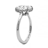 Platinum Elongated Cushion Cut Diamond with Hidden Halo Engagement Ring