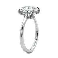 Platinum Cushion Cut Diamond with Hidden Halo Engagement Ring