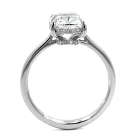 Platinum Cushion Cut Diamond with Hidden Halo Engagement Ring