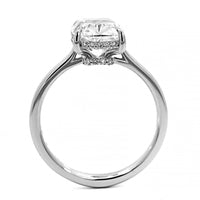 Platinum Elongated Cushion Cut Diamond with Hidden Halo Engagement Ring