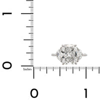 Platinum 3 Stone Cushion Center with Half Moon Sides Engagement Ring