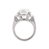 Platinum Cushion Diamond with Half Moon and Shield Sides Engagement Ring