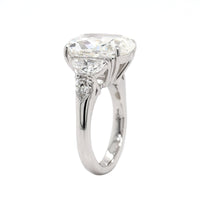 Platinum Cushion Diamond with Half Moon and Shield Sides Engagement Ring