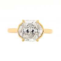 18K Yellow Gold Elongated Cushion and Cadillac Cut Diamond Engagement Ring