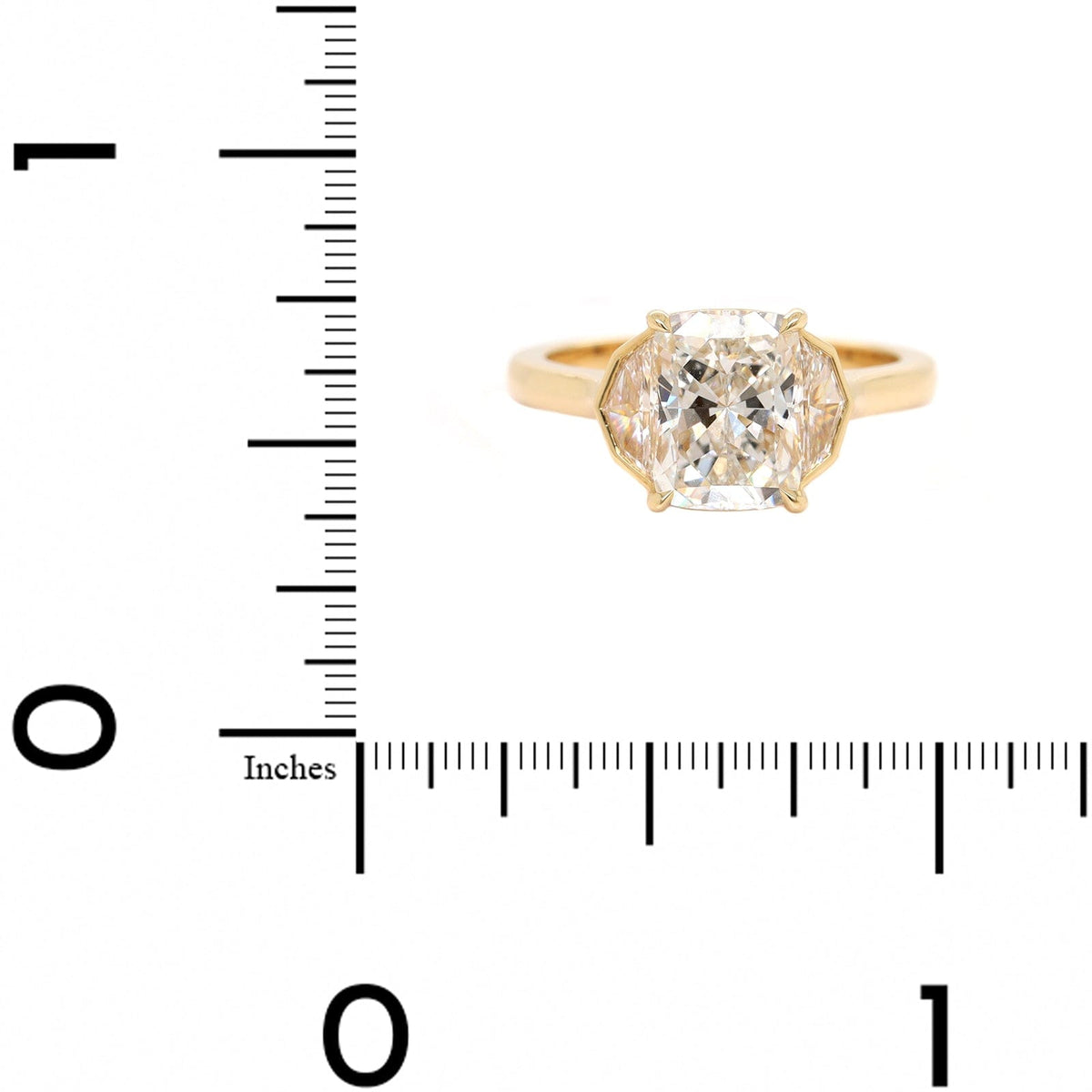 18K Yellow Gold Cushion and Cadillac Cut Diamond Engagement Ring