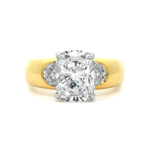18K Yellow Gold Cushion Cut Diamond Engagement Ring