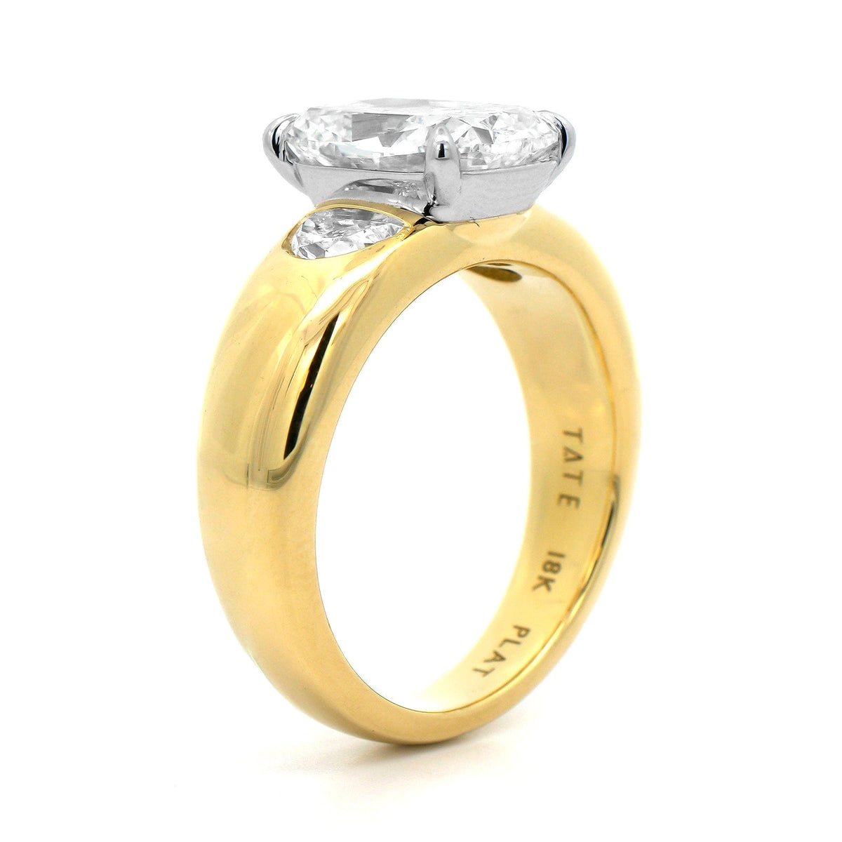 18K Yellow Gold Cushion Cut Diamond Engagement Ring