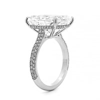Platinum Elongated Cushion Cut and Hidden Diamond Halo Engagement Ring