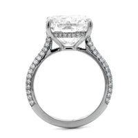Platinum Elongated Cushion Cut and Hidden Diamond Halo Engagement Ring