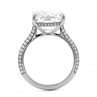 Platinum Elongated Cushion Cut and Hidden Diamond Halo Engagement Ring