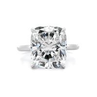 Platinum Elongated Cushion Cut and Hidden Diamond Halo Solitaire Engagement Ring