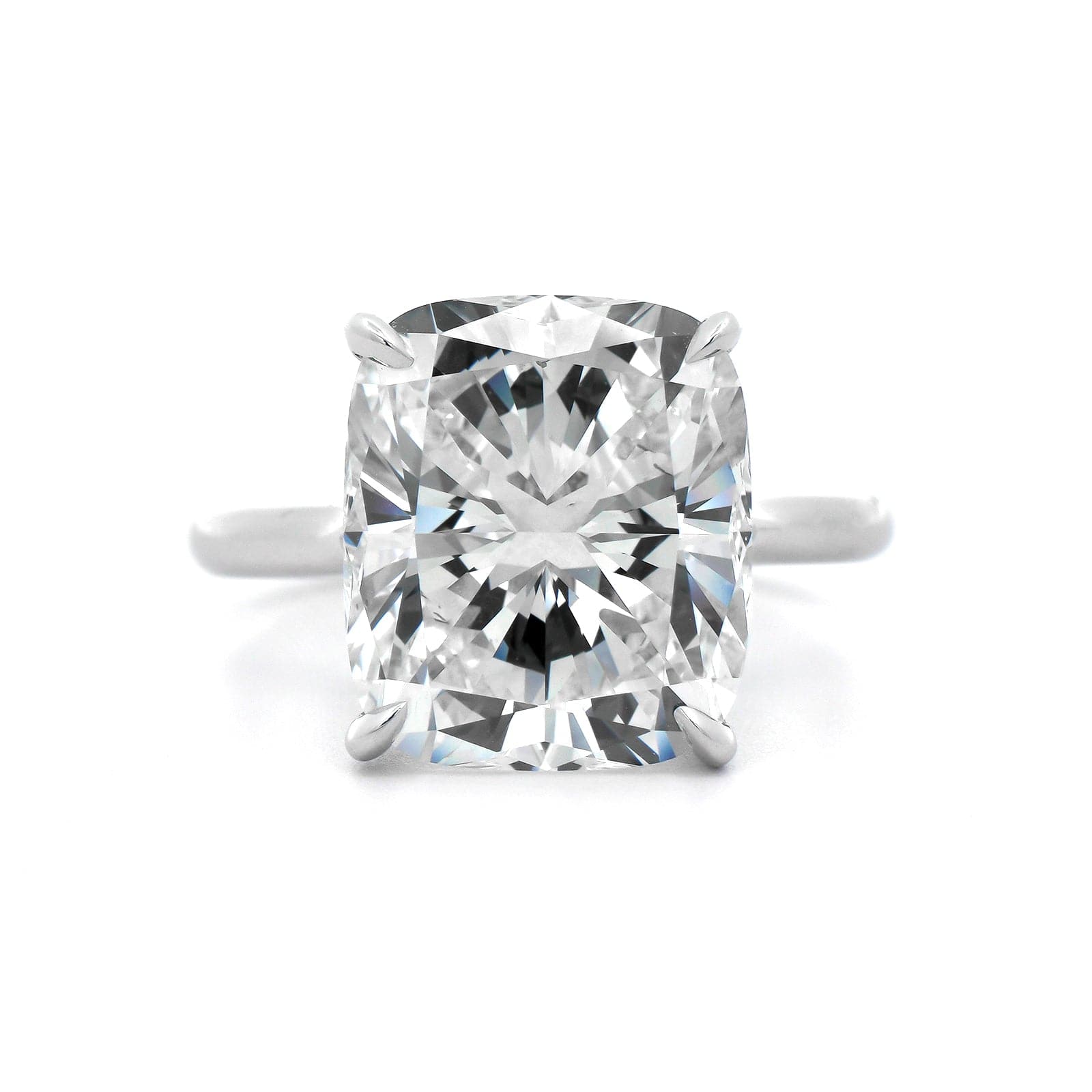 Platinum Elongated Cushion Cut and Hidden Diamond Halo Solitaire Engagement Ring