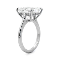 Platinum Elongated Cushion Cut and Hidden Diamond Halo Solitaire Engagement Ring