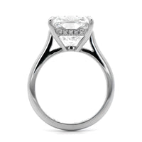 Platinum Elongated Cushion Cut and Hidden Diamond Halo Solitaire Engagement Ring