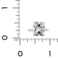 Platinum Elongated Cushion Cut and Hidden Diamond Halo Solitaire Engagement Ring