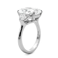 Platinum Elongated Cushion Cut and Cadillac Diamond Three Stone Engagement Ring