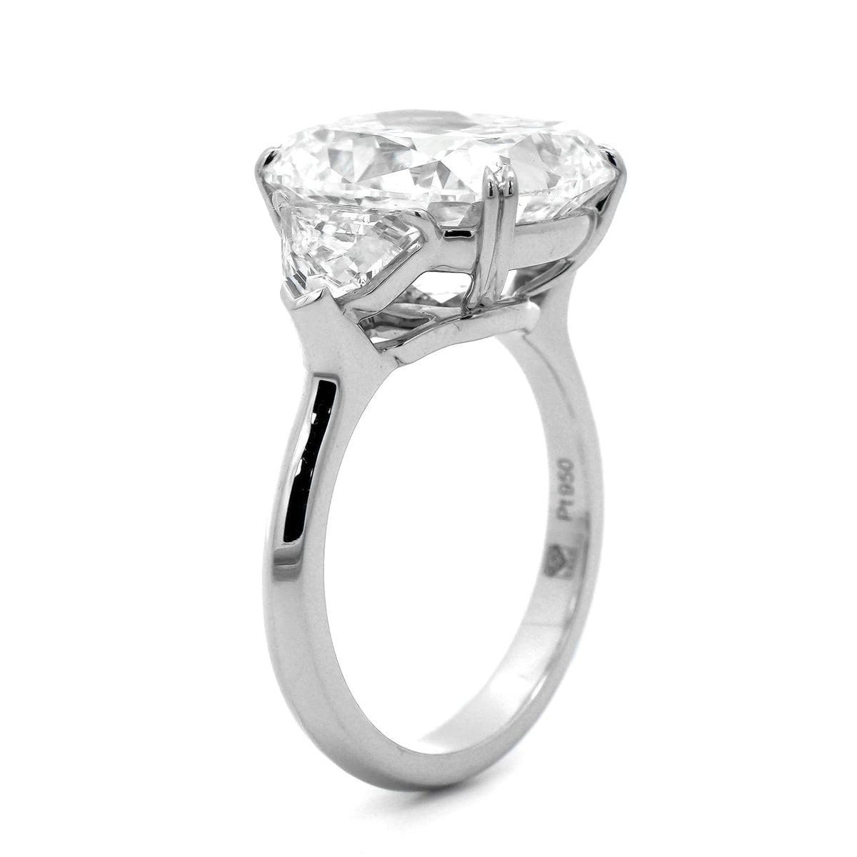Platinum Elongated Cushion Cut and Cadillac Diamond Three Stone Engagement Ring