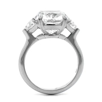 Platinum Elongated Cushion Cut and Cadillac Diamond Three Stone Engagement Ring