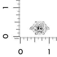 Platinum Elongated Cushion Cut and Cadillac Diamond Three Stone Engagement Ring