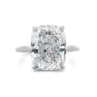 Platinum Elongated Cushion Cut and Hidden Diamond Halo Solitaire Engagement Ring