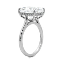 Platinum Elongated Cushion Cut and Hidden Diamond Halo Solitaire Engagement Ring