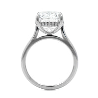 Platinum Elongated Cushion Cut and Hidden Diamond Halo Solitaire Engagement Ring