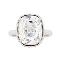 Platinum Bezel Set Cushion Cut Diamond Engagement Ring