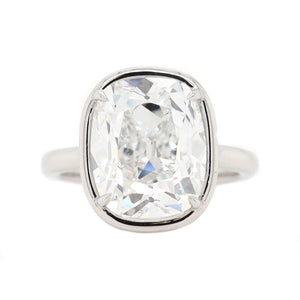 Platinum Bezel Set Cushion Cut Diamond Engagement Ring