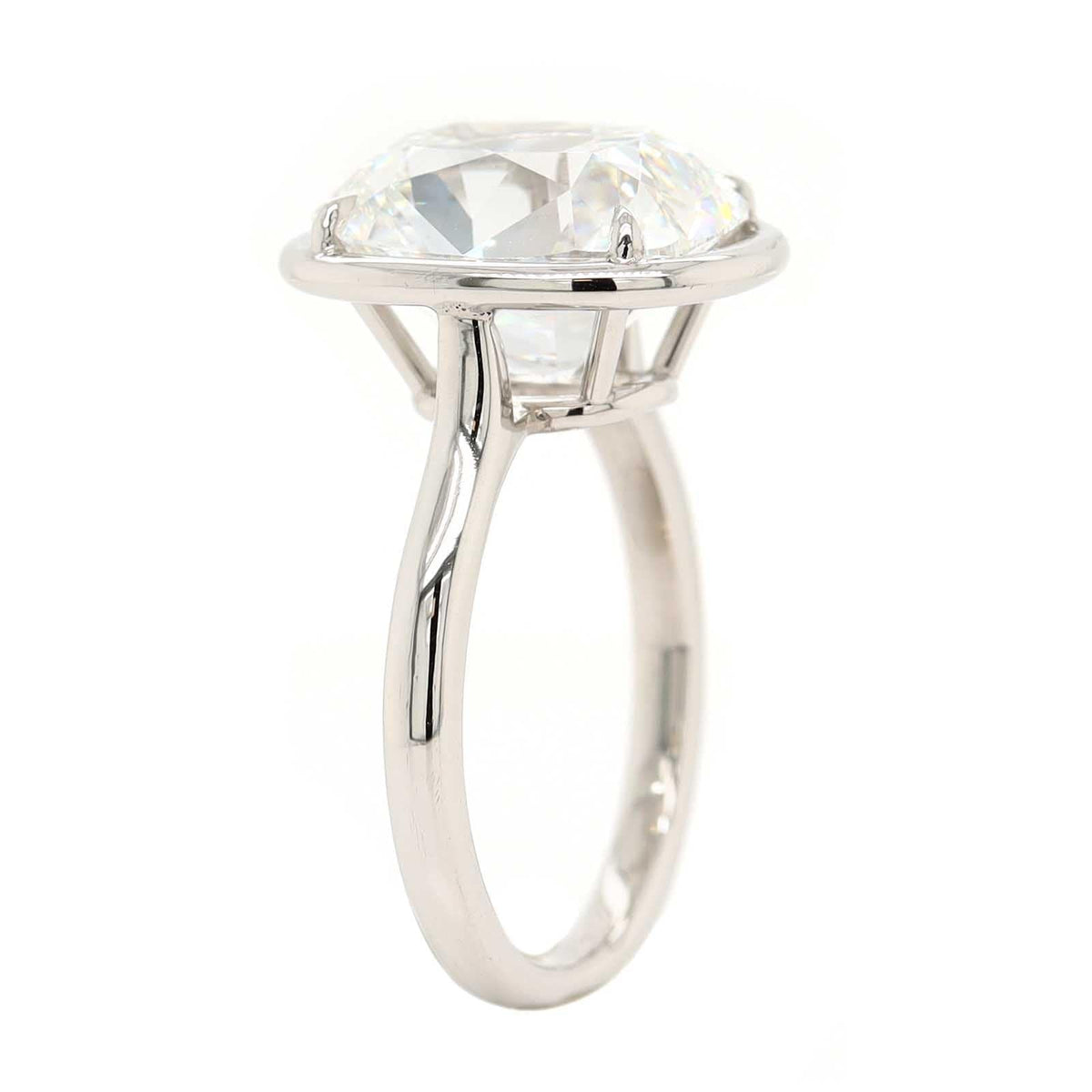 Platinum Bezel Set Cushion Cut Diamond Engagement Ring