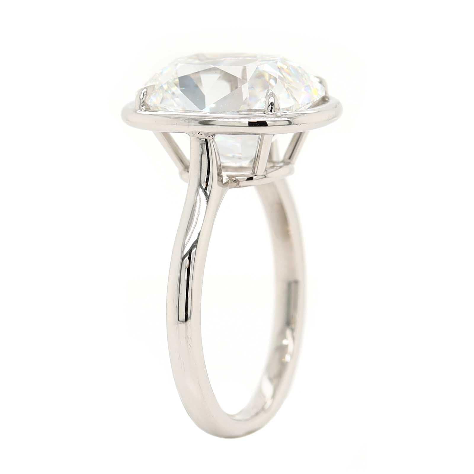 Platinum Bezel Set Cushion Cut Diamond Engagement Ring