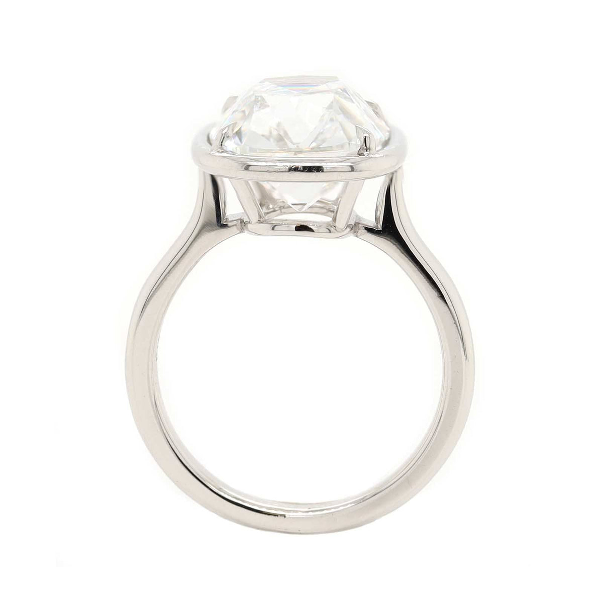 Platinum Bezel Set Cushion Cut Diamond Engagement Ring