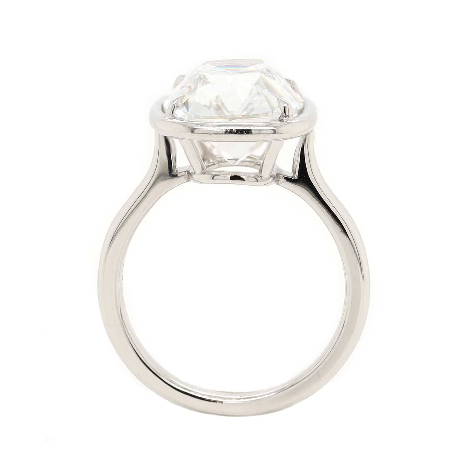 Platinum Bezel Set Cushion Cut Diamond Engagement Ring