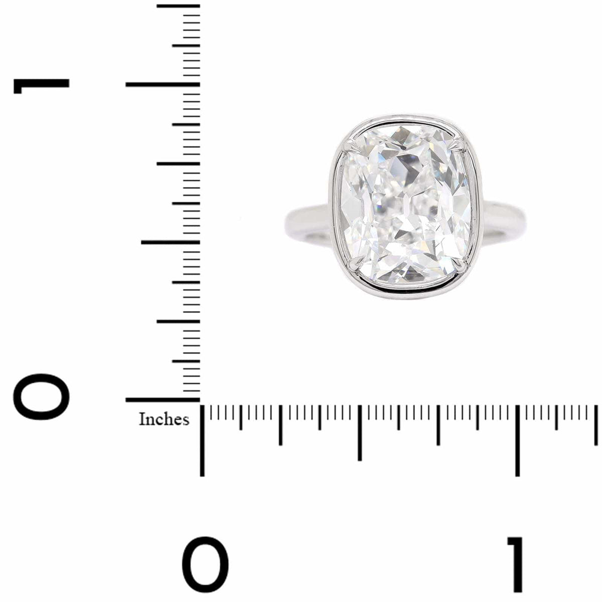 Platinum Bezel Set Cushion Cut Diamond Engagement Ring
