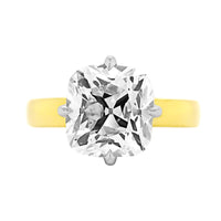 18K Yellow Gold and Platinum Cushion Diamond Ring
