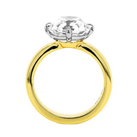 18K Yellow Gold and Platinum Cushion Diamond Ring