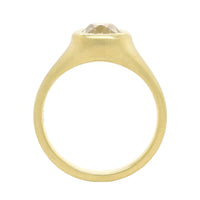 18K Yellow Gold Bezel Set Mine Cut Diamond Signet Ring