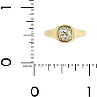 18K Yellow Gold Bezel Set Mine Cut Diamond Signet Ring