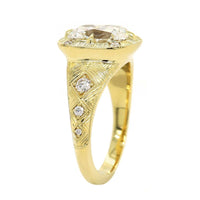 18K Yellow Gold Elongated Cushion Cut Diamond Ring