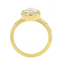 18K Yellow Gold Elongated Cushion Cut Diamond Ring