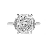 Platinum 3 Stone Cushion Cut Diamond Engagement Ring