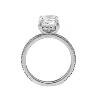 Platinum Cushion Cut Diamond and Hidden Halo Engagement Ring