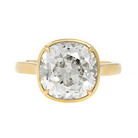 18K Yellow Gold Bezel Framed Old Mine Cut Diamond Ring